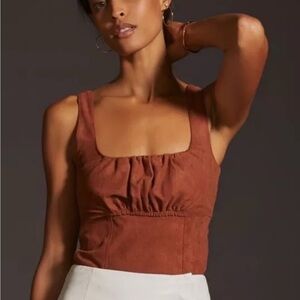 Anthropologie Pilcro Faux Suede Corset Tank Size M